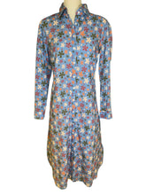 Load image into Gallery viewer, Shirt Dress Blue Retro Floral
