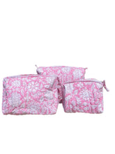 Load image into Gallery viewer, Toiletry Bags Pink Floral Block
